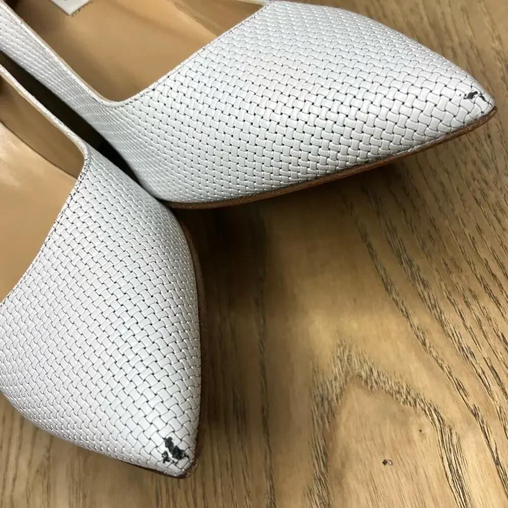 Diane Von Furstenberg White Woven Leather Heels Pointed Toe Pumps Women’s 8.5 - Picture 12 of 12